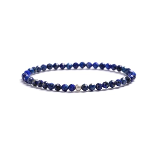 KIM JOHANSON® Damen Perlenarmband mit echten Natursteinen und 925 Silber Perle I Naturstein Armband mit 4mm Edelstein Perlen I Elastisches Kugelarmband I Handgemacht I Wasserfest I Inkl. Schmuckbeutel von Kim Johanson