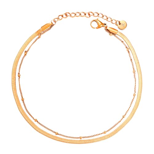 KIM JOHANSON® Edelstahl Damen Armband *Mira* in Silber, Gold & Roségold | Mehrreihige Armkette | Schlangenkette mit Dots | Wasserfest | Boho Schmuck für Frauen | Verstellbare Länge | Mit Schmuckbeutel von Kim Johanson