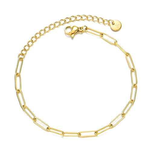 KIM JOHANSON® Edelstahl Damen Fußkettchen *Susa* in Silber, Gold & Roségold | Glieder Fußkette | Wasserfest | Boho Schmuck für Frauen | Verstellbare Länge | Multi Layer Kette | Inkl. Schmuckbeutel von Kim Johanson