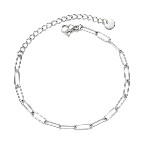 KIM JOHANSON® Edelstahl Damen Fußkettchen *Susa* in Silber, Gold & Roségold | Glieder Fußkette | Wasserfest | Boho Schmuck für Frauen | Verstellbare Länge | Multi Layer Kette | Inkl. Schmuckbeutel von Kim Johanson