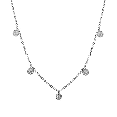 KIM JOHANSON® Edelstahl Damen Multi Layer Halskette *Kamea* in Silber | Boho Schmuck für Frauen | Kette mit Coin Plättchen | Kreise Collier | Wasserfest | Verstellbare Länge | inkl. Schmuckbeutel von Kim Johanson