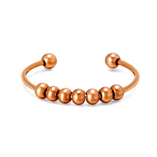 Kim Johanson® Edelstahl Damen Anxiety Ring in Silber, Gold & Roségold mit beweglichen Perlen | Wasserfest | Anti Stress Schmuck für Frauen | Fidget Ring mit Kugeln | Zwei Größen | Inkl Schmuckbeutel von Kim Johanson