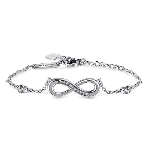 Kim Johanson® Edelstahl Damen Armband *Infinity* in Silber, Gold & Roségold | Armkette mit einem Unendlichkeit Zeichen | Rostfrei & Wasserfest | Frauen Boho Schmuck | Verstellbar inkl. Schmuckbeutel von Kim Johanson