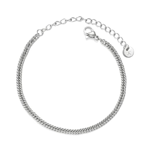 Kim Johanson® Edelstahl Damen Fußkettchen *Paola* in Silber, Gold & Roségold | Panzer Fußkette | Wasserfest | Boho Schmuck für Frauen | Verstellbare Länge | Multi Layer Kette | Inkl. Schmuckbeutel von Kim Johanson