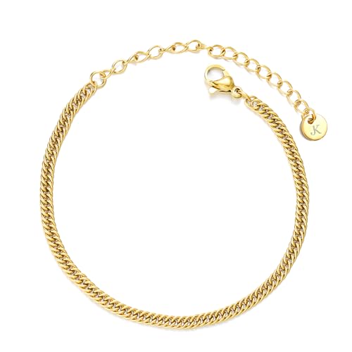 Kim Johanson® Edelstahl Damen Fußkettchen *Paola* in Silber, Gold & Roségold | Panzer Fußkette | Wasserfest | Boho Schmuck für Frauen | Verstellbare Länge | Multi Layer Kette | Inkl. Schmuckbeutel von Kim Johanson