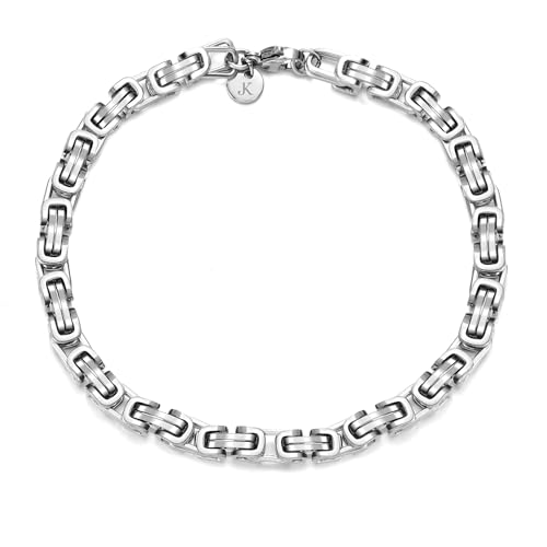 Kim Johanson® Edelstahl Herren Königskette Armband in Silber | Breite Kette für Männer | Wasserfest | Dicke Armkette | Verschiedene Längen | 5mm Breit | Massive Silberkette | Inkl. Schmuckbeutel von Kim Johanson