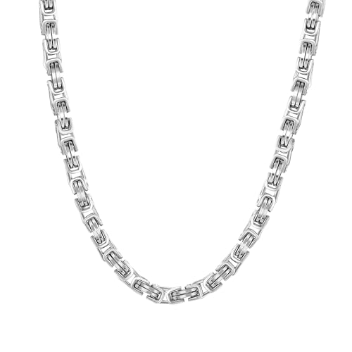 Kim Johanson® Edelstahl Herren Königskette in Silber | Breite Kette für Männer | Wasserfest | Dicke Halskette | Verschiedene Längen | 5mm Breit | Massive Silberkette | Inkl. Schmuckbeutel von Kim Johanson