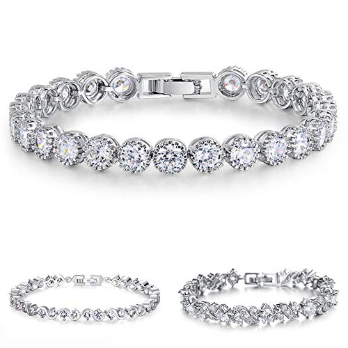 Kim Johanson Damen Tennis Armband *Verschiedene Modelle* in Silber mit weißen Kristallen besetzt rhodiniert inkl. Schmuckbeutel (Emma) von Kim Johanson