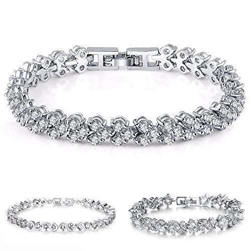 Kim Johanson Damen Tennis Armband *Verschiedene Modelle* in Silber mit weißen Kristallen besetzt rhodiniert inkl. Schmuckbeutel (Vera) von Kim Johanson