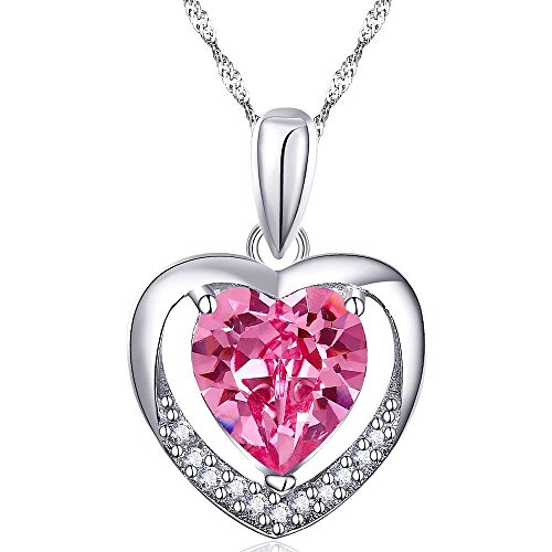 Kim Johanson Damen Halskette *First Love* Herz Rosa Silber mit Zirkonia Steinchen besetzt Sterling inkl. Schmuckbeutel von Kim Johanson