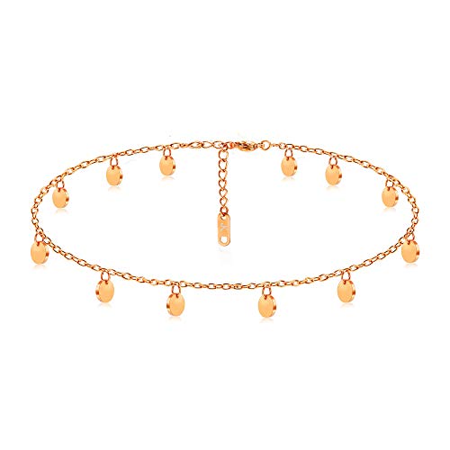 Kim Johanson Edelstahl Damen Armband *Coins* in Silber, Gold & Roségold | Armkette mit 12 runden Plättchen | Boho Schmuck | Verstellbar inkl. Schmuckbeutel (Roségold) von Kim Johanson