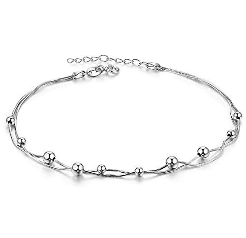 Kim Johanson Edelstahl Damen Armband *Silver Dream* in Silber | Armkette mit beweglichen Kugeln | Länge: 23cm - 26cm | Frauen Boho Schmuck | Wasserfest | Verstellbar inkl. Schmuckbeutel von Kim Johanson