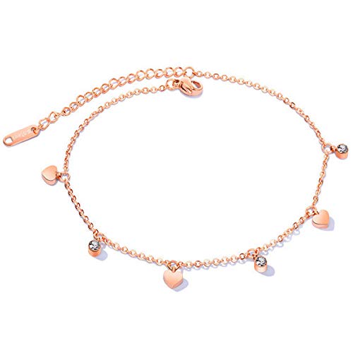 Kim Johanson Edelstahl Damen Fußkettchen *22 Styles* in Roségold mit einem starken Karabinerverschluss inkl. Schmuckbeutel (Feline) von Kim Johanson