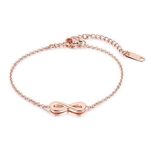 Kim Johanson Edelstahl Damen Fußkettchen *22 Styles* in Roségold mit einem starken Karabinerverschluss inkl. Schmuckbeutel (Infinity) von Kim Johanson