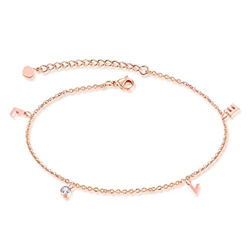 Kim Johanson Edelstahl Damen Fußkettchen *22 Styles* in Roségold mit einem starken Karabinerverschluss inkl. Schmuckbeutel (Summer Love) von Kim Johanson