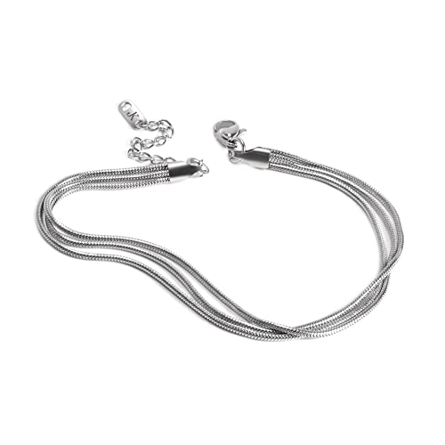 Kim Johanson Edelstahl Damen Fußkettchen *Classic* in Silber | Dreireihige Fußkette | Rostfrei & Wasserfest | Filigranes Fußband | Coins | Frauen Boho Schmuck | Verstellbar inkl. Schmuckbeutel von Kim Johanson