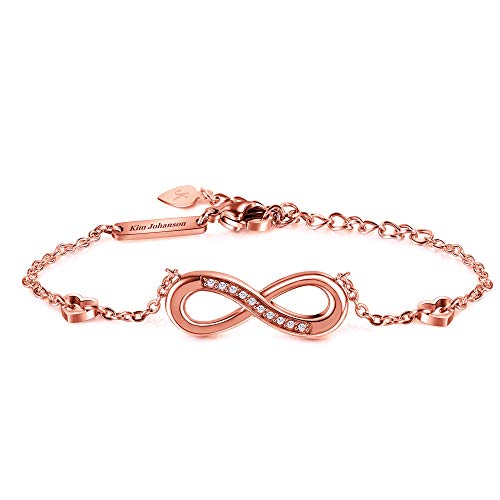 Kim Johanson Edelstahl Damen Fußkettchen *Infinity* in Silber, Gold & Roségold | Fußkette mit einem Unendlichkeit Zeichen | Boho Schmuck | Verstellbar inkl. Schmuckbeutel (Roségold) von Kim Johanson