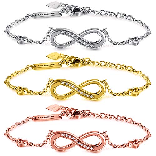 Kim Johanson Edelstahl Damen Fußkettchen *Infinity* in Silber, Gold & Roségold | Fußkette mit einem Unendlichkeit Zeichen | Boho Schmuck | Verstellbar inkl. Schmuckbeutel (Silber + Gold + Roségold) von Kim Johanson