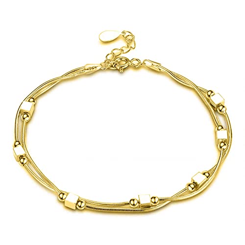 Kim Johanson Edelstahl Damen Fußkettchen *Verschiedene Modelle* in Gold | Fußkette mit Kugeln, Coins & Zirkonia | Rostfrei & Wasserfest | Fußband | Frauen Boho Schmuck | Verstellbar inkl Schmuckbeutel von Kim Johanson