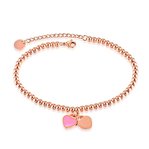 Kim Johanson Edelstahl Damen Fußkettchen *Verschiedene Modelle* in Roségold mit einem starken Karabinerverschluss inkl. Schmuckbeutel (Pinky) von Kim Johanson