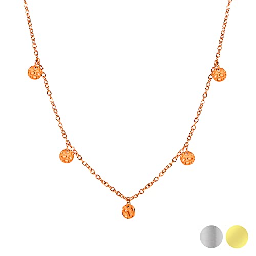 Kim Johanson Edelstahl Damen Halskette *Moon* Coins in Silber, Gold & Roségold | Mit 5 runden gehämmerten Plättchen | Boho Schmuck | Kreise Kette verstellbar inkl. Schmuckbeutel (Roségold) von Kim Johanson