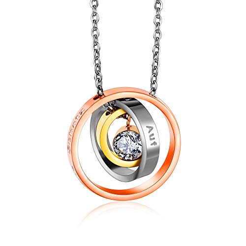 Kim Johanson Edelstahl Damen Halskette *Tricolor* in Silber, Gold & Roségold | Geschenk für die Liebe oder Mama | Kristall | verstellbare Kette inkl. Schmuckbeutel (1 - Ich liebe dich mein Schatz) von Kim Johanson