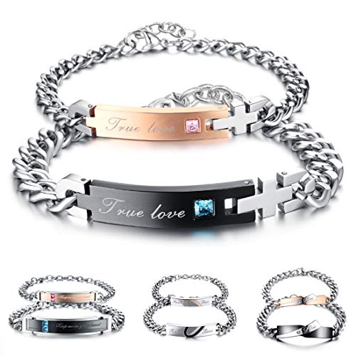 Kim Johanson Edelstahl Pärchen Armbänder *Verschiedene Motive & Farben* in Roségold, Gold & Silber Freundschaftsarmband, Geschenk, Schmuck für Paare inkl. Schmuckbeutel (True Love) von Kim Johanson