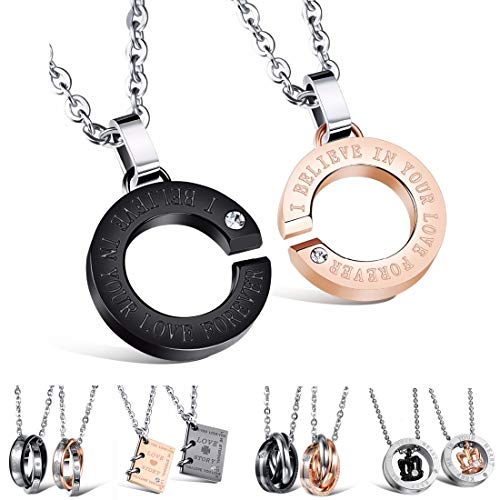 Kim Johanson Edelstahl Pärchen Halsketten *Verschiedene Motive & Farben* in Roségold, Gold & Silber Freundschaftskette, Geschenk, Glücksbringer, Schmuck, Kette inkl. Schmuckbeutel (Believe) von Kim Johanson