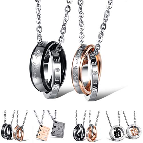 Kim Johanson Edelstahl Pärchen Halsketten *Verschiedene Motive & Farben* in Roségold, Gold & Silber Freundschaftskette, Geschenk, Glücksbringer, Schmuck, Kette inkl. Schmuckbeutel (Endless Love) von Kim Johanson