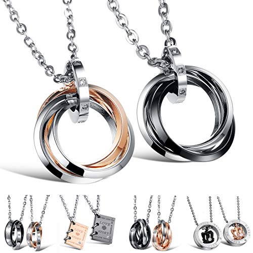 Kim Johanson Edelstahl Pärchen Halsketten *Verschiedene Motive & Farben* in Roségold, Gold & Silber Freundschaftskette, Geschenk, Glücksbringer, Schmuck, Kette inkl. Schmuckbeutel (Love) von Kim Johanson