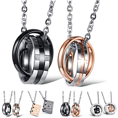 Kim Johanson Edelstahl Pärchen Halsketten *Verschiedene Motive & Farben* in Roségold, Gold & Silber Freundschaftskette, Geschenk, Glücksbringer, Schmuck, Kette inkl. Schmuckbeutel (Loyal & Steadfast) von Kim Johanson