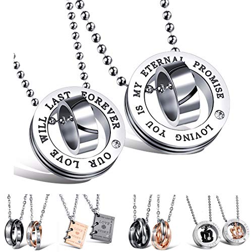 Kim Johanson Edelstahl Pärchen Halsketten *Verschiedene Motive & Farben* in Roségold, Gold & Silber Freundschaftskette, Geschenk, Glücksbringer, Schmuck, Kette inkl. Schmuckbeutel (Promise) von Kim Johanson