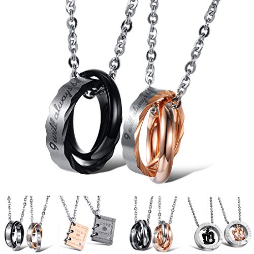 Kim Johanson Edelstahl Pärchen Halsketten *Verschiedene Motive & Farben* in Roségold, Gold & Silber Freundschaftskette, Geschenk, Glücksbringer, Schmuck, Kette inkl. Schmuckbeutel (With You) von Kim Johanson