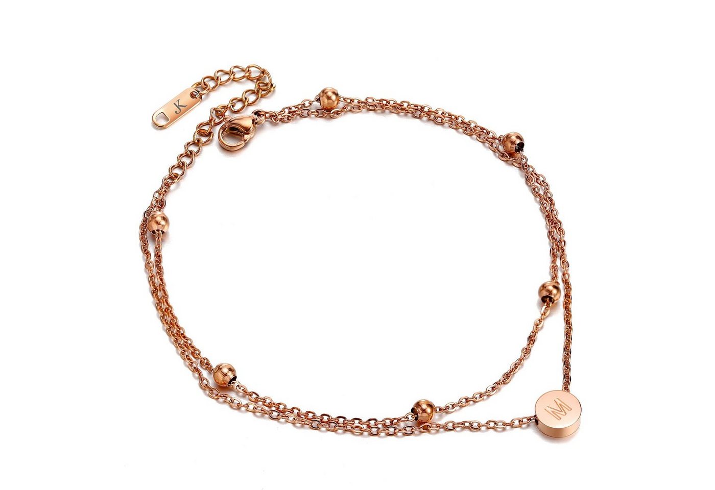 Kim Johanson Fußkette Buchstaben A-Z in Rosegold (1-tlg), mit Kugeln von Kim Johanson