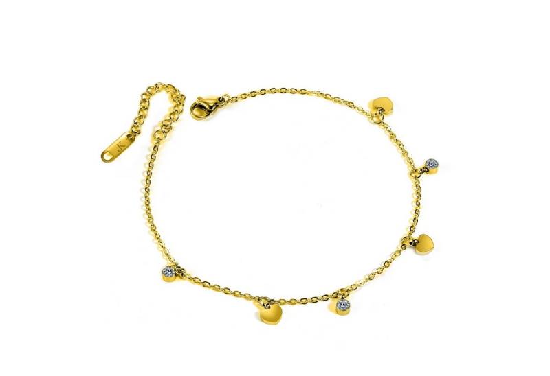 Kim Johanson Fußkette Feline, mit Zirkonia und Herzanhänger von Kim Johanson