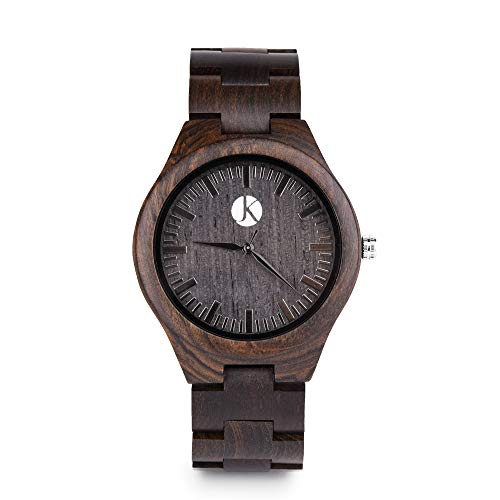 Kim Johanson Herren Ebenholz Armbanduhr *Dark Star* in Braun/Schwarz mit Einem Gliederarmband Handgefertigt Quarz Analog Uhr inkl. Geschenkbox von Kim Johanson