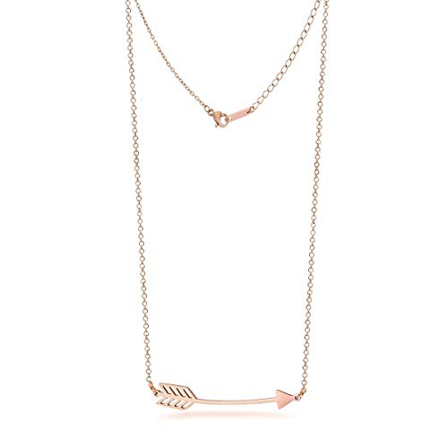 Kim Johanson Minimalistische Damen Halskette *Love Arrow* aus Edelstahl in Roségold Pfeil inkl. Schmuckbeutel von Kim Johanson