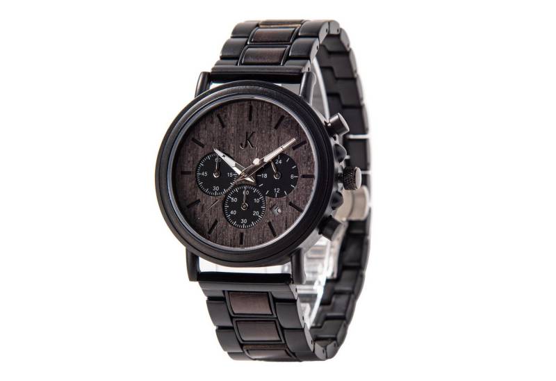 Kim Johanson Quarzuhr Military Herren Holzuhr mit Datum in Schwarz und Dunkelbraun Military, (Mit Werkzeug) von Kim Johanson