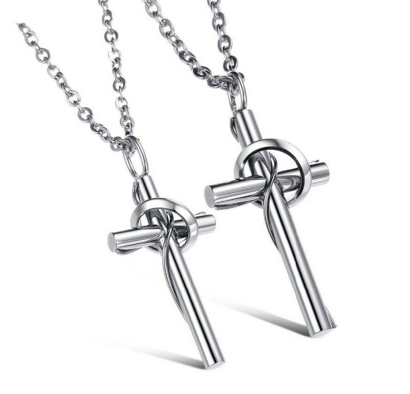 Kim Johanson Schmuckset Partner Kreuz Silber Mann + Frau, für verliebte, Partnerketten: 2 Ketten mit Anhänger von Kim Johanson