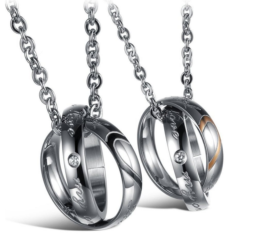 Kim Johanson Schmuckset Real Love (Set, 4-tlg), mit Zirkonia, Partnerketten: 2 Ketten mit Anhänger von Kim Johanson