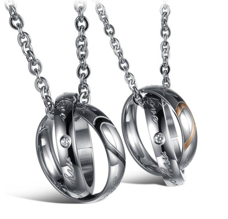 Kim Johanson Schmuckset Real Love (Set, 4-tlg), mit Zirkonia, Partnerketten: 2 Ketten mit Anhänger von Kim Johanson