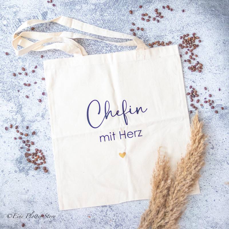 stoffbeutel Chefin Mit Herz, Jutebeutel Tasche Geschenk Chefin, Abschied Rente von KimEinePlotterStory