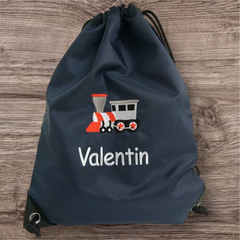 Turnbeutel/Wäschebeutel + Motiv Eisenbahn Lok Zug | #31 Namen Kita Krippe Schule Geschenk Zum Kitastart Spielzeugtasche von KimKalvin