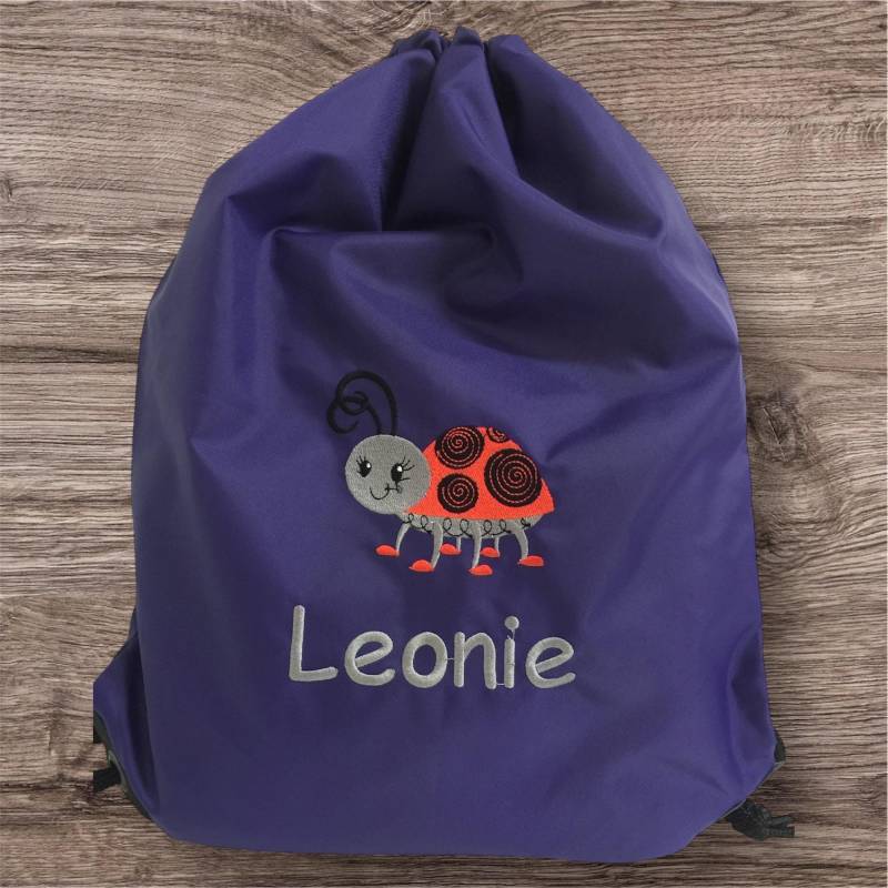 Turnbeutel + Motiv Marienkäfer | #98 Name/Wäschebeutel Für Die Kita Oder Krippe Tasche Rucksack Geschenk Personalisiert von KimKalvin