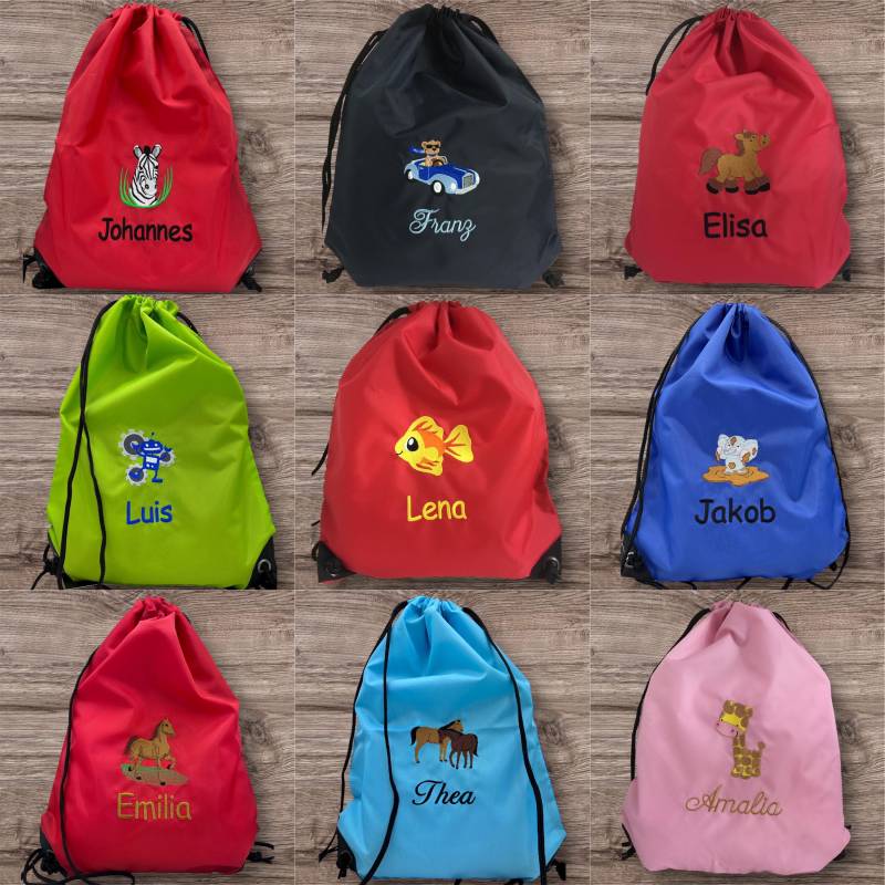 Turnbeutel Personalisiert Mit Stickmotiv Und Namen Nach Wunsch Für Kindergarten, Krippe, Schule | Schwimmbeutel Wäschebeutel von KimKalvin