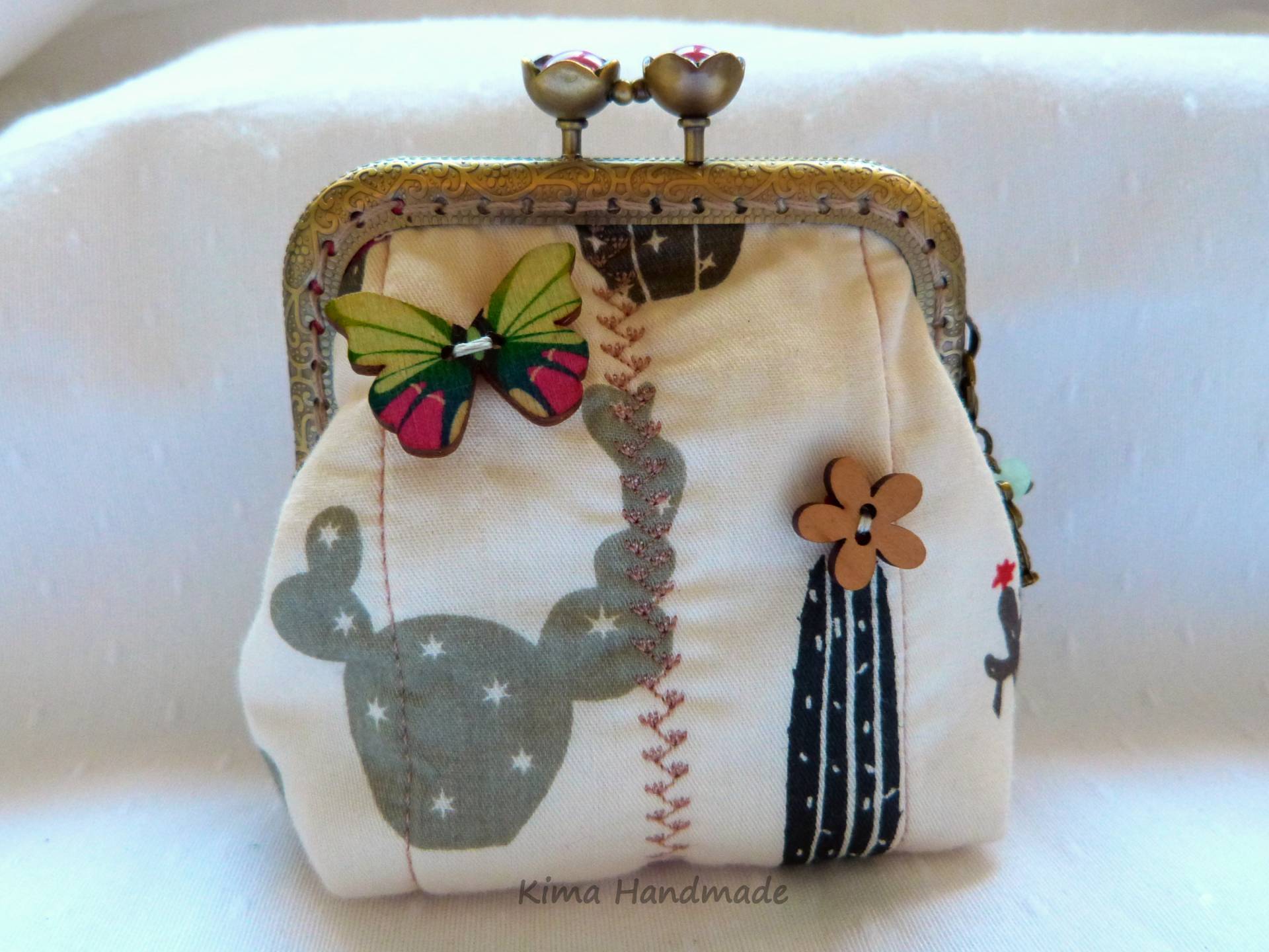 Geldbörse Mit Reißverschluss, Stoffgeldbörse, Kaktus-Print, Handgemachte Geldbörse, Damengeldbörse, Geschenk Für Mädchen, Mädchengeldbörse von KimaHandmade