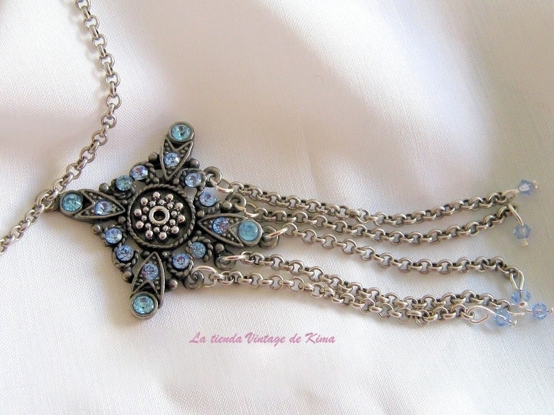 Halskette Im Vintage-Stil Mit Swarovski, Anhängerkette, Anhänger Ketten, Damenkette Antiken Stil, Geschenkkette Für Die Frau von KimaHandmade