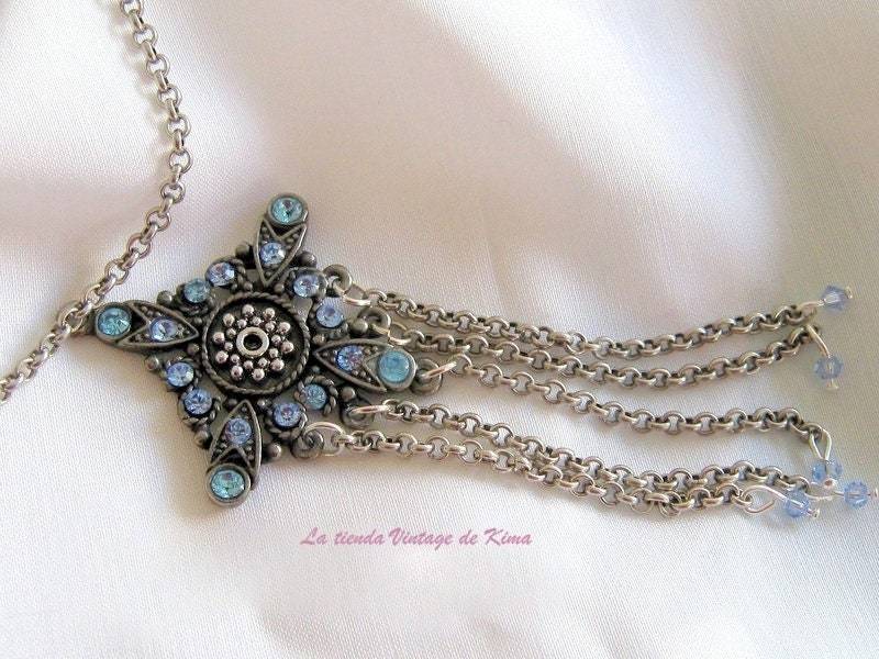 Halskette Im Vintage-Stil Mit Swarovski, Anhängerkette, Anhänger Ketten, Damenkette Antiken Stil, Geschenkkette Für Die Frau von KimaHandmade
