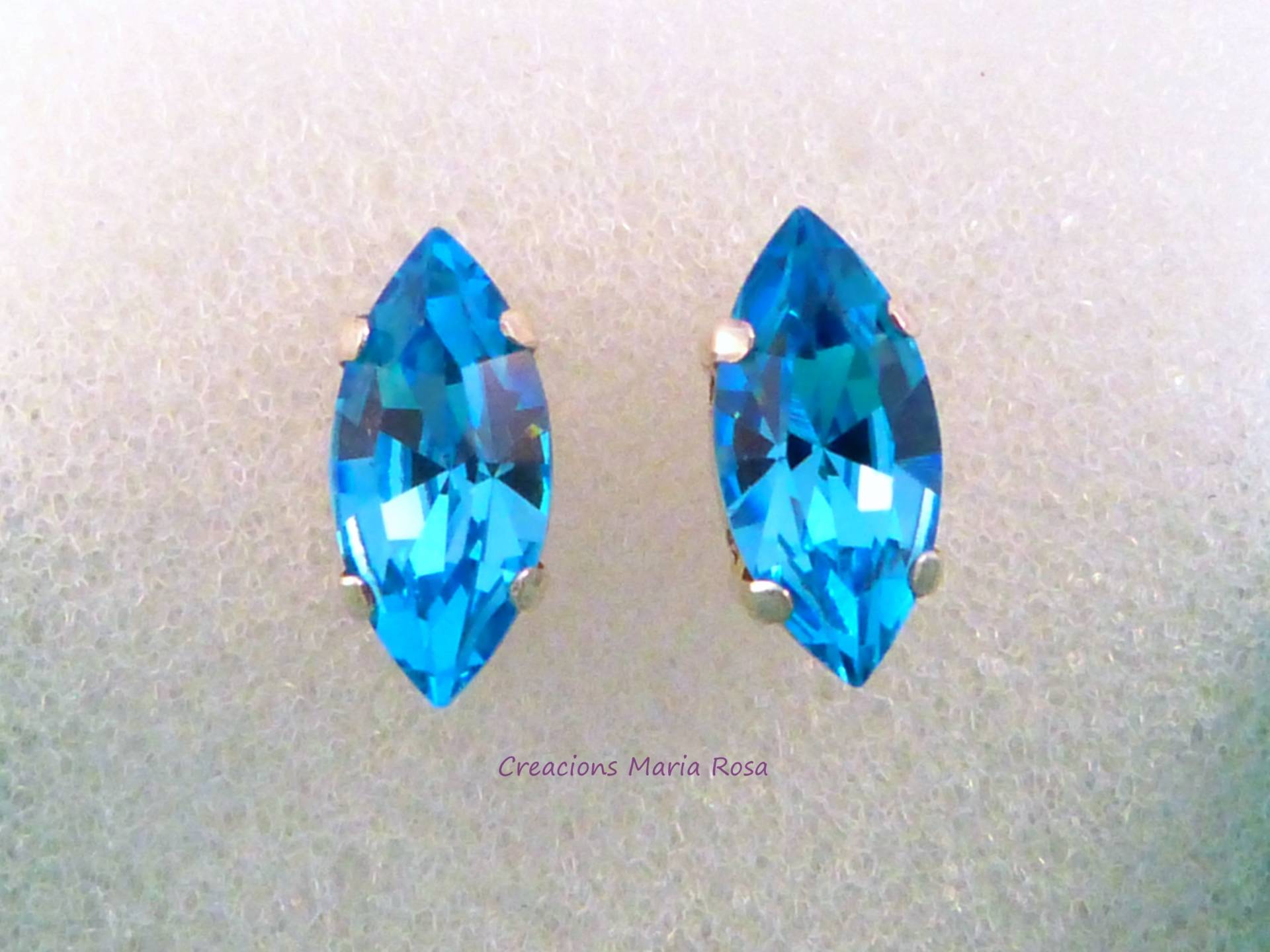 Ohrstecker, Ohrringe Aus 925Er Sterlingsilber, Aquamarinfarben, Swarovski-Ohrringe, Elegante Ohrringe, Brautschmuck, Brautjungfern von KimaHandmade