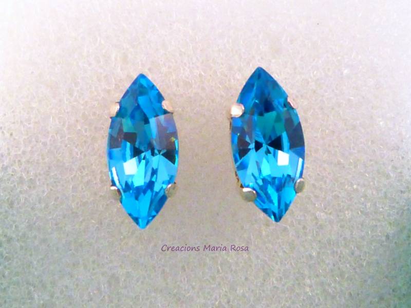 Ohrstecker, Ohrringe Aus 925Er Sterlingsilber, Aquamarinfarben, Swarovski-Ohrringe, Elegante Ohrringe, Brautschmuck, Brautjungfern von KimaHandmade